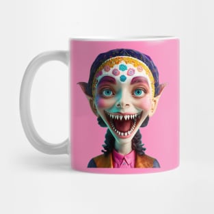 Big Eyed Alien Shark Tooth Girl Mug